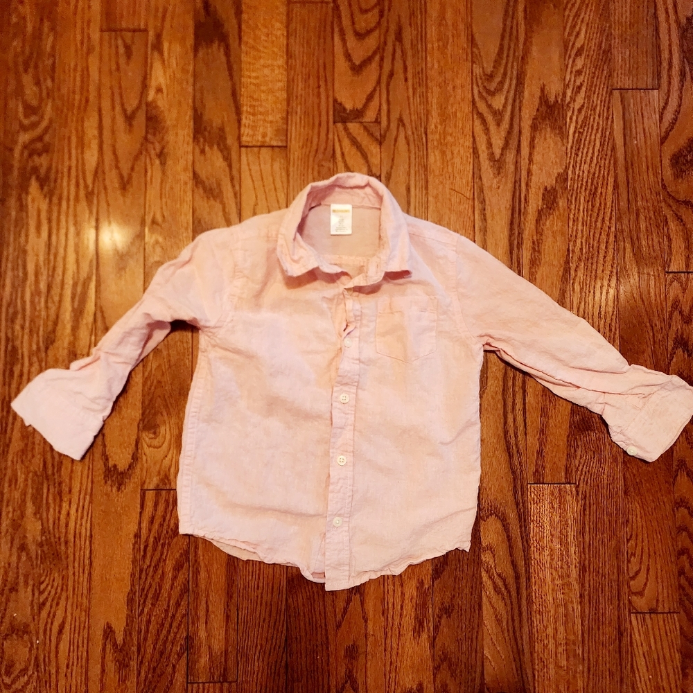 Gymboree 4T pink linen ls button down shirt